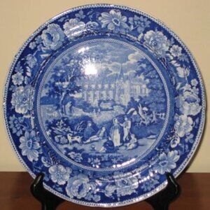 Antique Historical Staffordshire Blue Plate Transferware Batalha c1825 Excellent